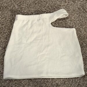 SHEIN White One-Shoulder Knit Mini Skirt